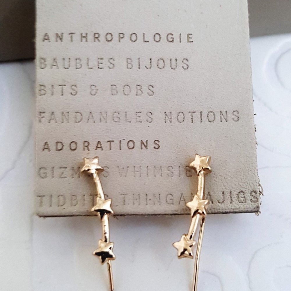 Anthropologie Women's Star Crawler Gold Plated Earrings NWT